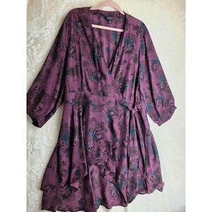 Torrid Womens Purple Skull Rose Print‎ Wrap Dress Size 3